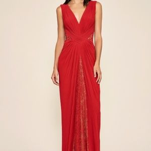 Tadashi Shoji Pintuck and Lace Gown